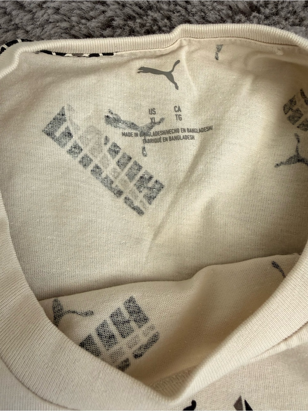 Puma Cream Short-Sleeve Tee with Black Logo Print - Picture 4 of 6
